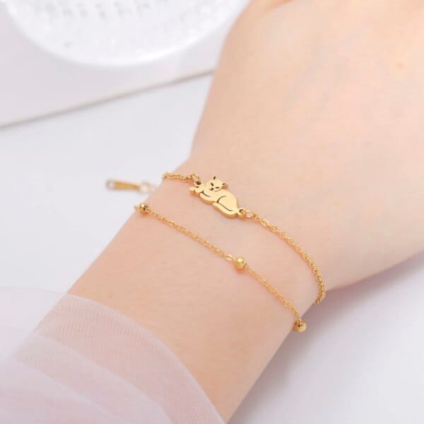 Stainless Steel Cute Cat Bracelet