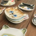 Japanese Cat Sauce Dish Ceramic Condiment Plate