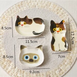 Japanese Cat Sauce Dish Ceramic Condiment Plate