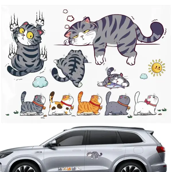 Funny tabby cat car decals