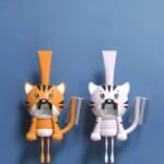 Cartoon Cat Toothbrush Cup and Automatic Toothpaste Dispenser