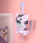Cartoon Cat Toothbrush Cup and Automatic Toothpaste Dispenser