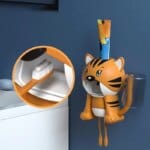 Cartoon Cat Toothbrush Cup and Automatic Toothpaste Dispenser