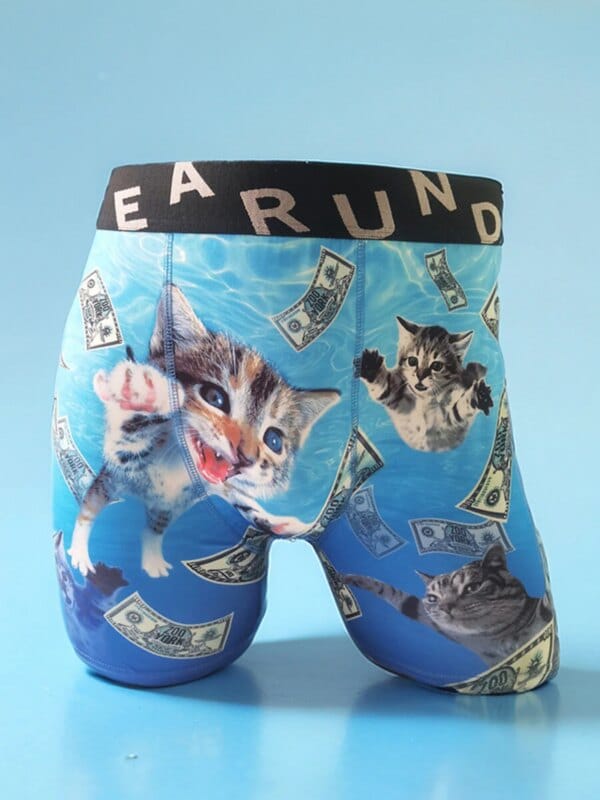 Mens 3D Cat Print Boxer Briefs