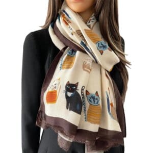 Cute Cat Print Long Scarf