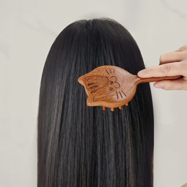 Sandalwood Cat Shape Scalp Massage Brush