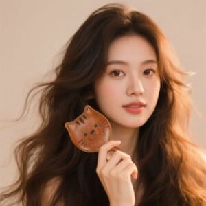 cute cat sandalwood air cushion hair comb