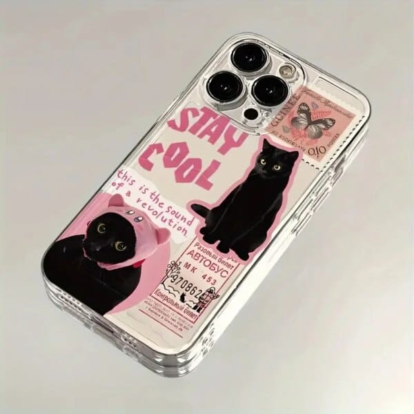 black cat transparent samsung phone case