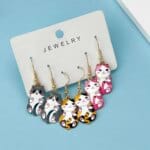 Cute Enamel Cat Dangle Earrings Set