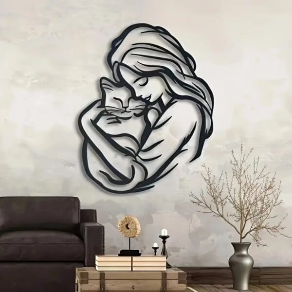 cat lover metal wall art silhouette