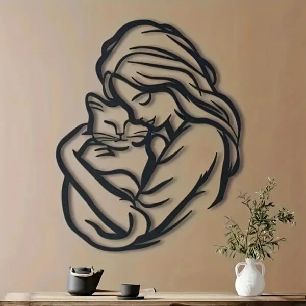 cat lover metal wall art silhouette