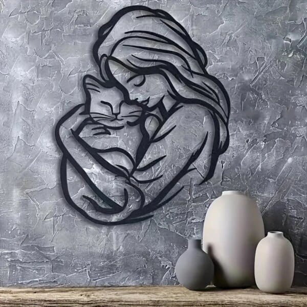 cat lover metal wall art silhouette