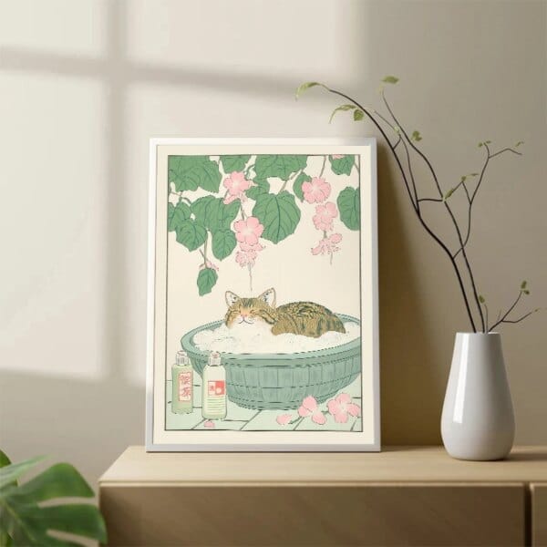 Japanese Tabby Cat Canvas Wall Art