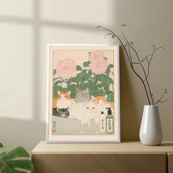 Japanese Tabby Cat Canvas Wall Art