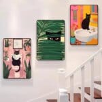 Vibrant Black Cat Canvas Wall Art Print