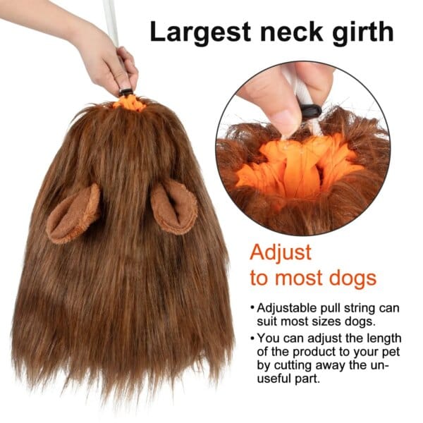 Lion Mane Dog Costume with Ears and Tail
