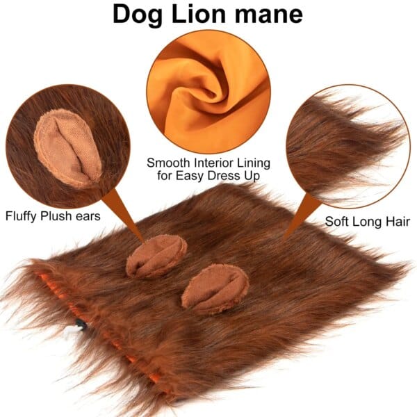 Lion Mane Dog Costume with Ears and Tail
