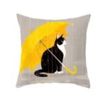 whimsical black cat cushion cover