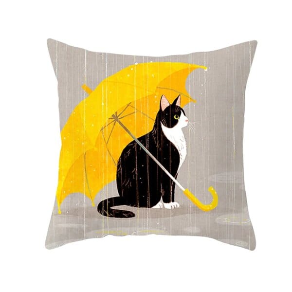 whimsical black cat cushion cover