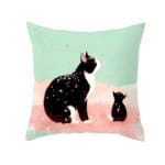 whimsical black cat cushion cover