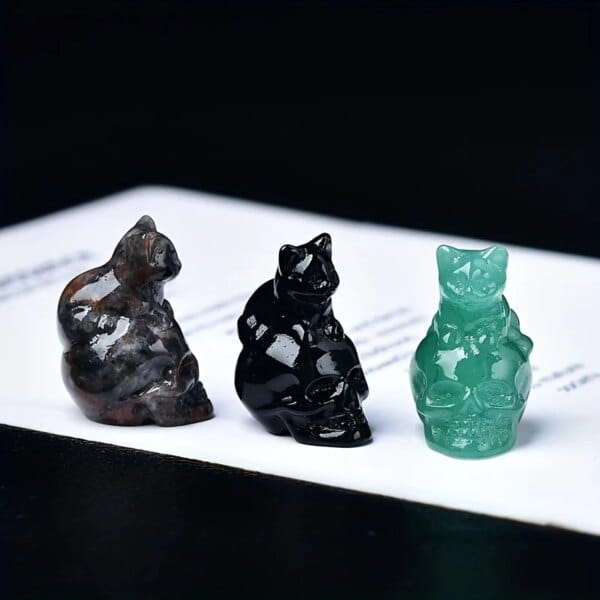 Natural Crystal Cat Skull Figurine