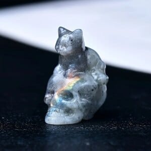 Natural Crystal Cat Skull Figurine