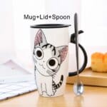Cute Cat Style Ceramic Mug with Lid
