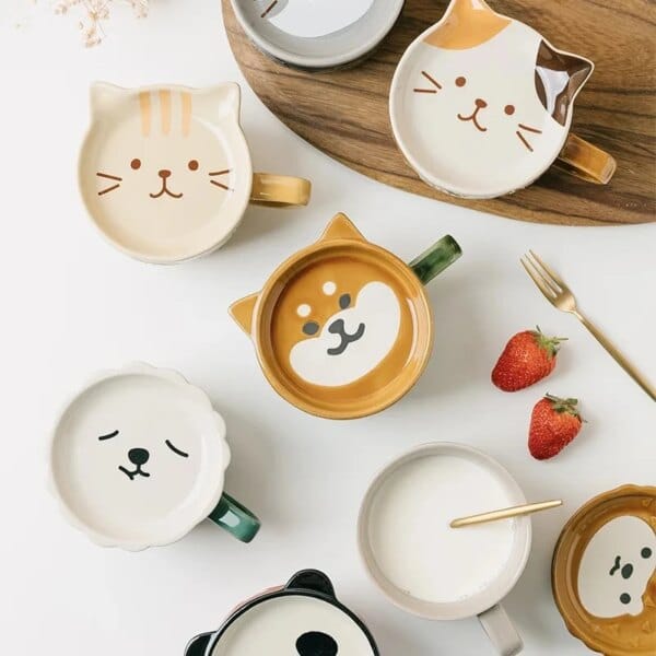 cute japanese cat coffee mug