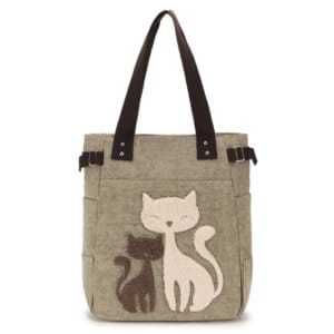 cute cat canvas shoulder tote bag