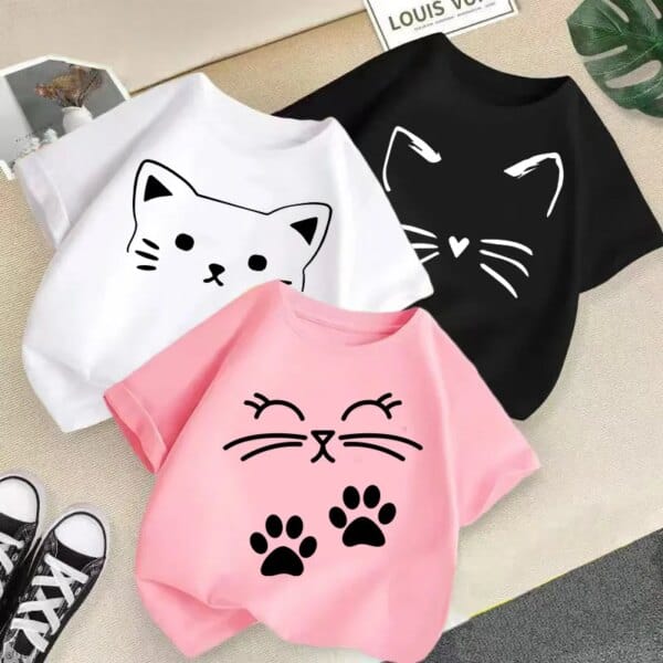 cute cat summer kids t shirt