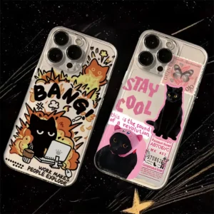 Black Cat Transparent Samsung Phone Case