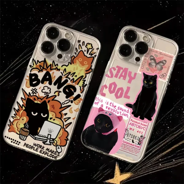 Black Cat Transparent Samsung Phone Case