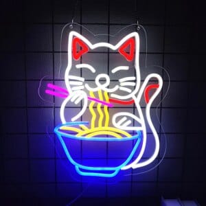 Noodle Cat Neon Sign – Ramen Cat LED Light
