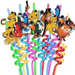 Cute Lion Themed Reusable Party Straws