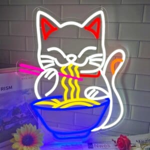 Noodle Cat Neon Sign – Ramen Cat LED Light