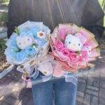 kawaii cat plush flower bouquet