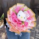 kawaii cat plush flower bouquet