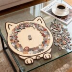 cat shaped wooden jigsaw puzzle