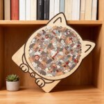 cat shaped wooden jigsaw puzzle