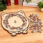 cat shaped wooden jigsaw puzzle