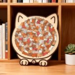 cat shaped wooden jigsaw puzzle