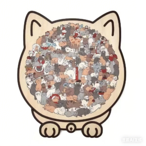 cat shaped wooden jigsaw puzzle