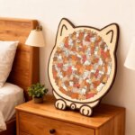 cat shaped wooden jigsaw puzzle