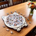 cat shaped wooden jigsaw puzzle